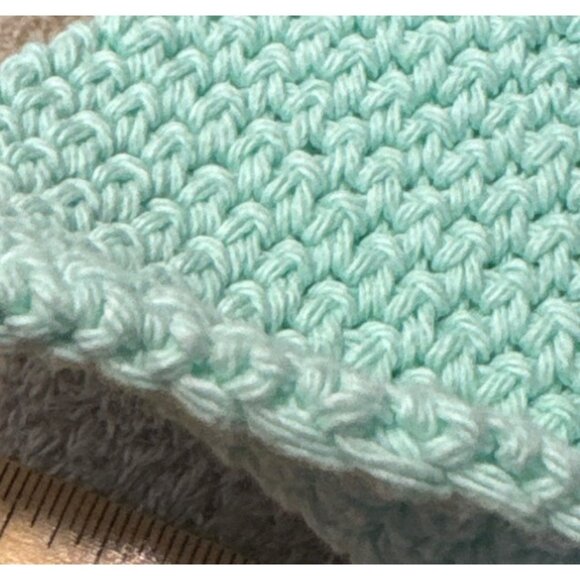 5 Handcrafted Pot Holders Cotton Double Crochet Thick Grn Blue Black 6.5" Square - Picture 5 of 9
